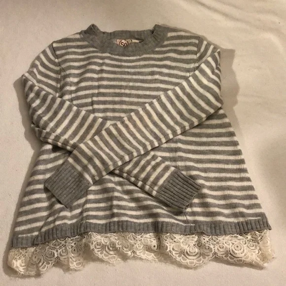 SO Grey Striped Sweater - Picture 1 of 5